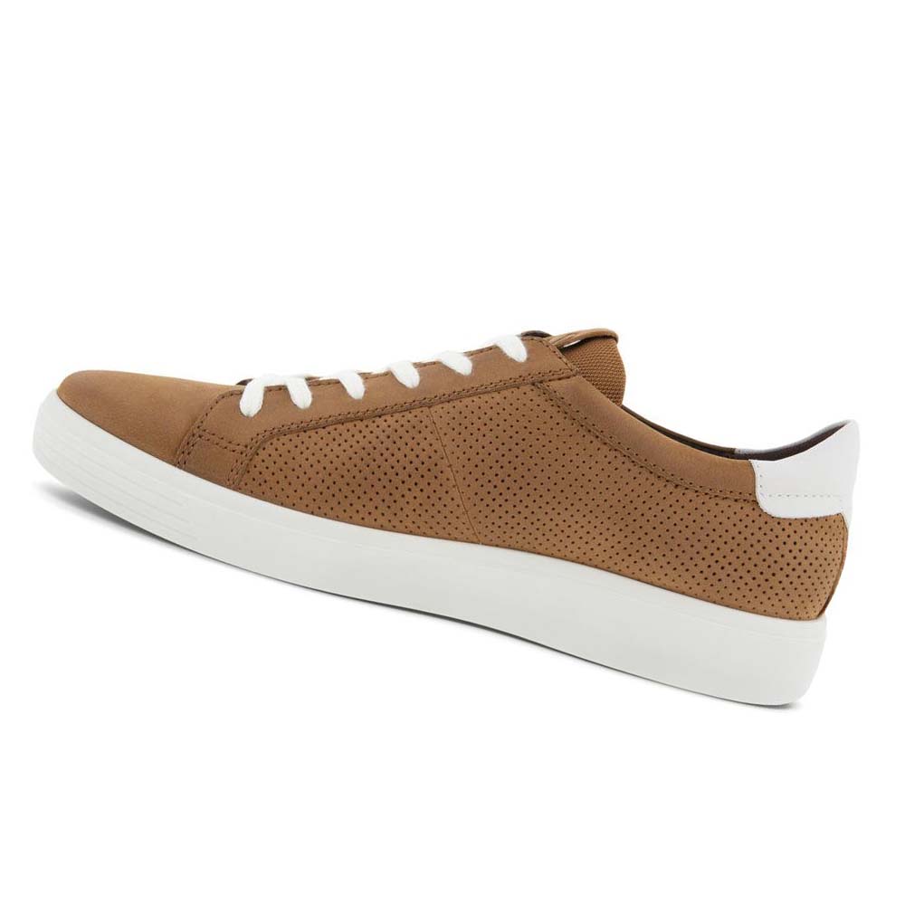 Ecco Soft Klassiska Laced Casual Skor Herr Bruna Vita | SE 485CTV